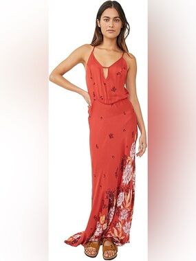Free People Get To You Printed Maxi Dress Large